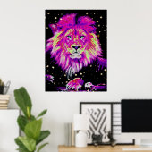 *~* Artsy AP23 Artistic Celestial BOLD PINK LION Poster (Thuiskantoor)