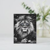 *~* Artsy AP23 Artistic Celestial SILVER LION Briefkaart (Staand voorkant)