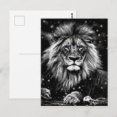 *~* Artsy AP23 Artistic Celestial SILVER LION Briefkaart (Voorkant / Achterkant)