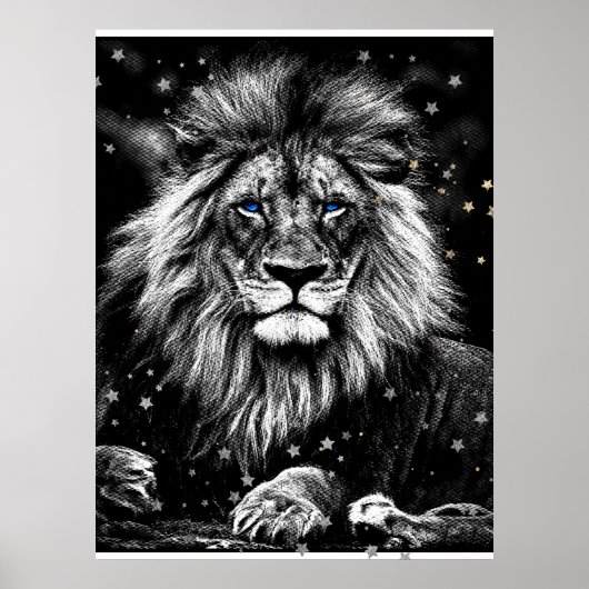 *~* Artsy AP23 Artistic Celestial SILVER LION Poster (Voorkant)