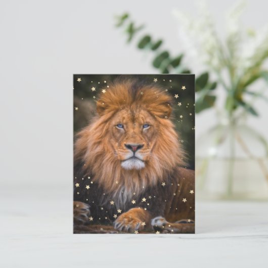 *~* Artsy AP23 Artistic Celestial SOFT Brown LION Briefkaart (Staand voorkant)