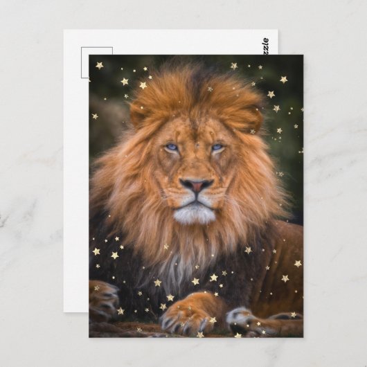 *~* Artsy AP23 Artistic Celestial SOFT Brown LION Briefkaart (Voorkant / Achterkant)