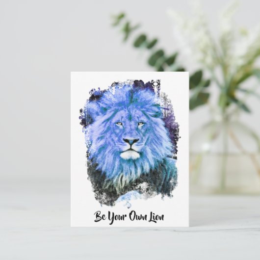 *~* Artsy AP23 Artistieke vormende BLAUW LION Briefkaart (Staand voorkant)
