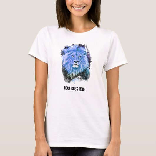 *~* Artsy AP23 Blue Artistic LION Painting T-Shirt (Voorkant)