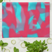 Artsy Aqua and Pink Abstract Kitchen Towel Theedoek (Gevouwen)