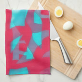 Artsy Aqua and Pink Abstract Kitchen Towel Theedoek (Quarter Fold)