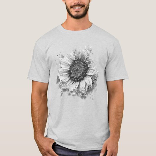 Artsy B&W Zonnebloem T-shirt (Voorkant)