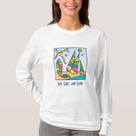 Artsy Beach Motif Long-Sleeved T-shirt (Voorkant)
