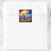 Artsy Bird Vierkante Sticker (Tas)