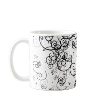Artsy Black en White Swirls Doodles Modern