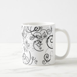 Artsy Black en White Swirls Doodles Modern Koffiemok