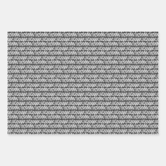 Artsy Black Grey White Abstract Zigzag Stripes Art Inpakpapier Vel (Voorkant 2)