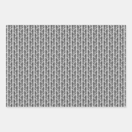 Artsy Black Grey White Abstract Zigzag Stripes Art Inpakpapier Vel (Voorkant)