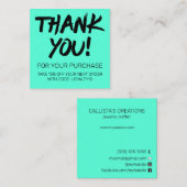 Artsy Black Neon Mint Klantkorting Bedankt Vierkante Visitekaartje (Voorkant / Achterkant)