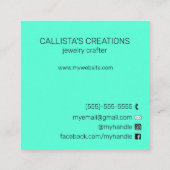 Artsy Black Neon Mint Klantkorting Bedankt Vierkante Visitekaartje (Achterkant)