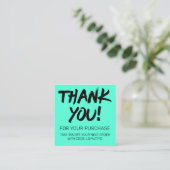 Artsy Black Neon Mint Klantkorting Bedankt Vierkante Visitekaartje (Staand voorkant)