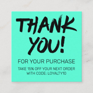 Artsy Black Neon Mint Klantkorting Bedankt Vierkante Visitekaartje