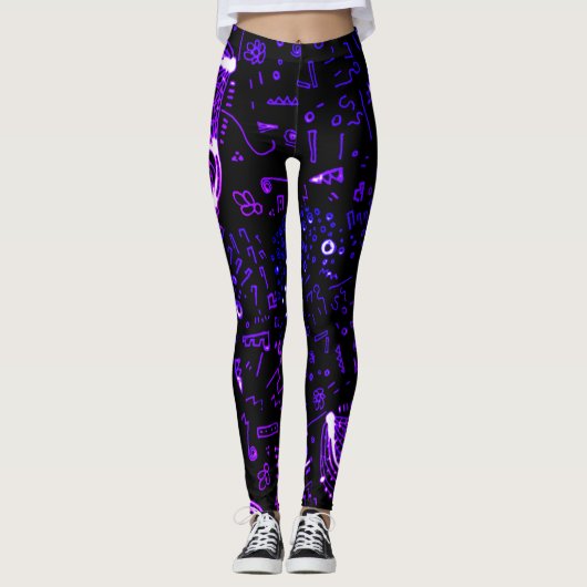 Artsy Black Paars Leggings (Voorkant)