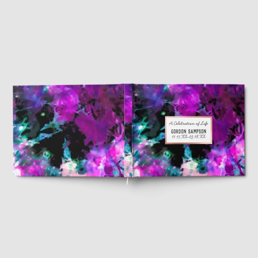 Artsy Black Paarse Tie Dye Viering van het Leven Gastenboek (Volledig)