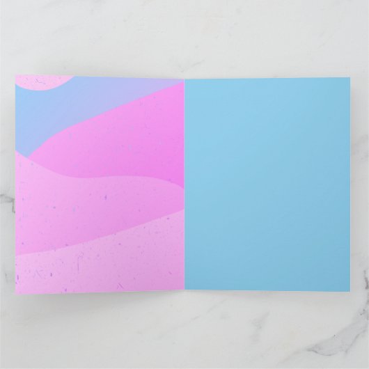 Artsy Blauw Roze Verjaardag Ram Groet Kaart (Binnen)