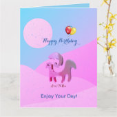 Artsy Blauw Roze Verjaardag Ram Groet Kaart (Gele Bloem)