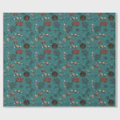 Artsy Blauw Zwemmen Duiker Koraal Tekening Cadeaupapier (Vlak)