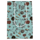 Artsy Blauw Zwemmen Duiker Koraal Tekening Medium Cadeauzakje (Achterkant)