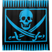 Artsy Blauwe Piratenschedel Douchegordijn (Voorkant)