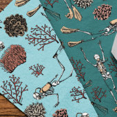Artsy Blauwgroen Blauw Zwemmen Duiker Koraal Teken Tissuepapier