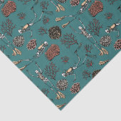 Artsy Blauwgroen Blauw Zwemmen Duiker Koraal Teken Tissuepapier (Detail)