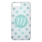 Artsy Blauwgroen Monogram Patroon Case-Mate iPhone Case (Achterkant)