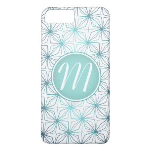 Artsy Blauwgroen Monogram  Patroon Case-Mate iPhone Case