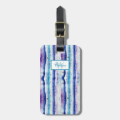 Artsy Blauwgroen, Navy Blue, Paarse Waterverf Stre Bagagelabel (Voorkant verticaal)