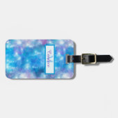 Artsy Blauwgroen, Royal Blue, Paarse Waterverf Str Bagagelabel (Voorkant horizontaal)