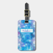 Artsy Blauwgroen, Royal Blue, Paarse Waterverf Str Bagagelabel (Voorkant verticaal)