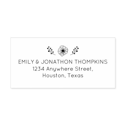 Artsy bloemblaadjes retour naam adres bruiloft rubberstempel (Afrduk)