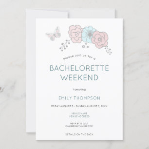 Artsy Bloemen Vlinder Bachelorette Party Weekend Kaart