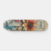 Artsy  Bloemen & Vlinder Schaats Deck Persoonlijk Skateboard (Horizontaal)