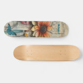 Artsy  Bloemen & Vlinder Schaats Deck Persoonlijk Skateboard (Horizontaal)