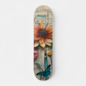 Artsy  Bloemen & Vlinder Schaats Deck Persoonlijk Skateboard (Voorkant)