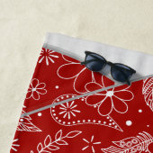 Artsy Bloemenkrans Paisley Patroon Rode Boho Volle Strandlaken (In situ)