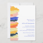 Artsy Blue Abstract Art Unieke foto-bruiloft Kaart (Voorkant)