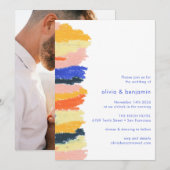 Artsy Blue Abstract Art Unieke foto-bruiloft Kaart (Voorkant / Achterkant)