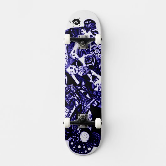 Artsy Blue Black Persoonlijk Skateboard (Voorkant)