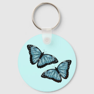Artsy Blue Butterflies Sleutelhanger