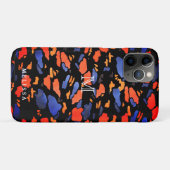 Artsy Blue en Oranje | Monogram en Jouw naam stijl Case-Mate iPhone Case (Achterkant (horizontaal))