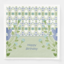Artsy Blue Floral Servet