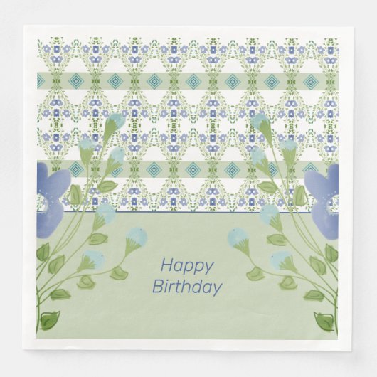 Artsy Blue Floral Servet (Voorkant)