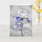 Artsy Blue Grey Iris Flower Portrait Art Kaart (Gele Bloem)