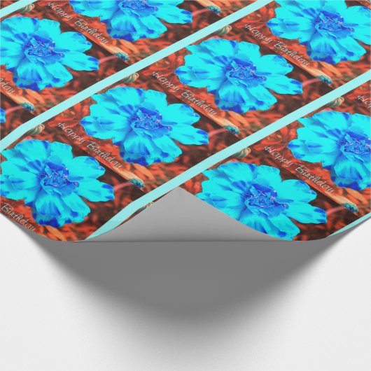 Artsy Blue Marigold *Specized* Wrapping Paper Cadeaupapier (Hoek)